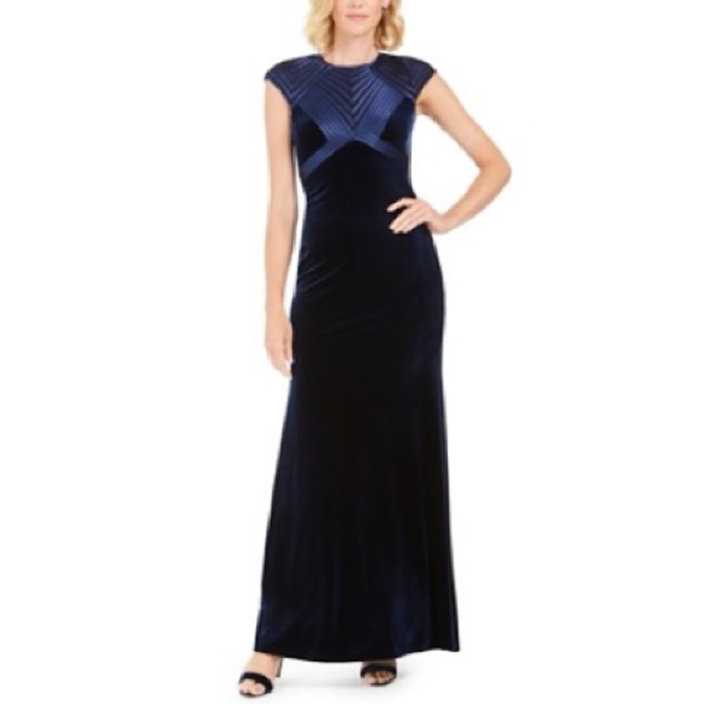 Betsy Adam Cap Sleeve Sheath Evening Gown